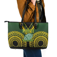 Avaiki Cook Islands Rugby Leather Tote Bag Kuki Airani Tatau Black LT14 - Polynesian Pride