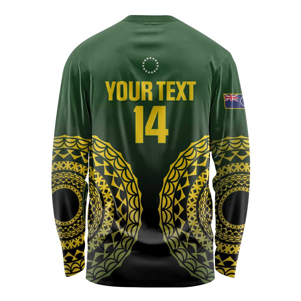 Custom Avaiki Cook Islands Rugby Long Sleeve Shirt Kuki Airani Tatau Black LT14 - Polynesian Pride