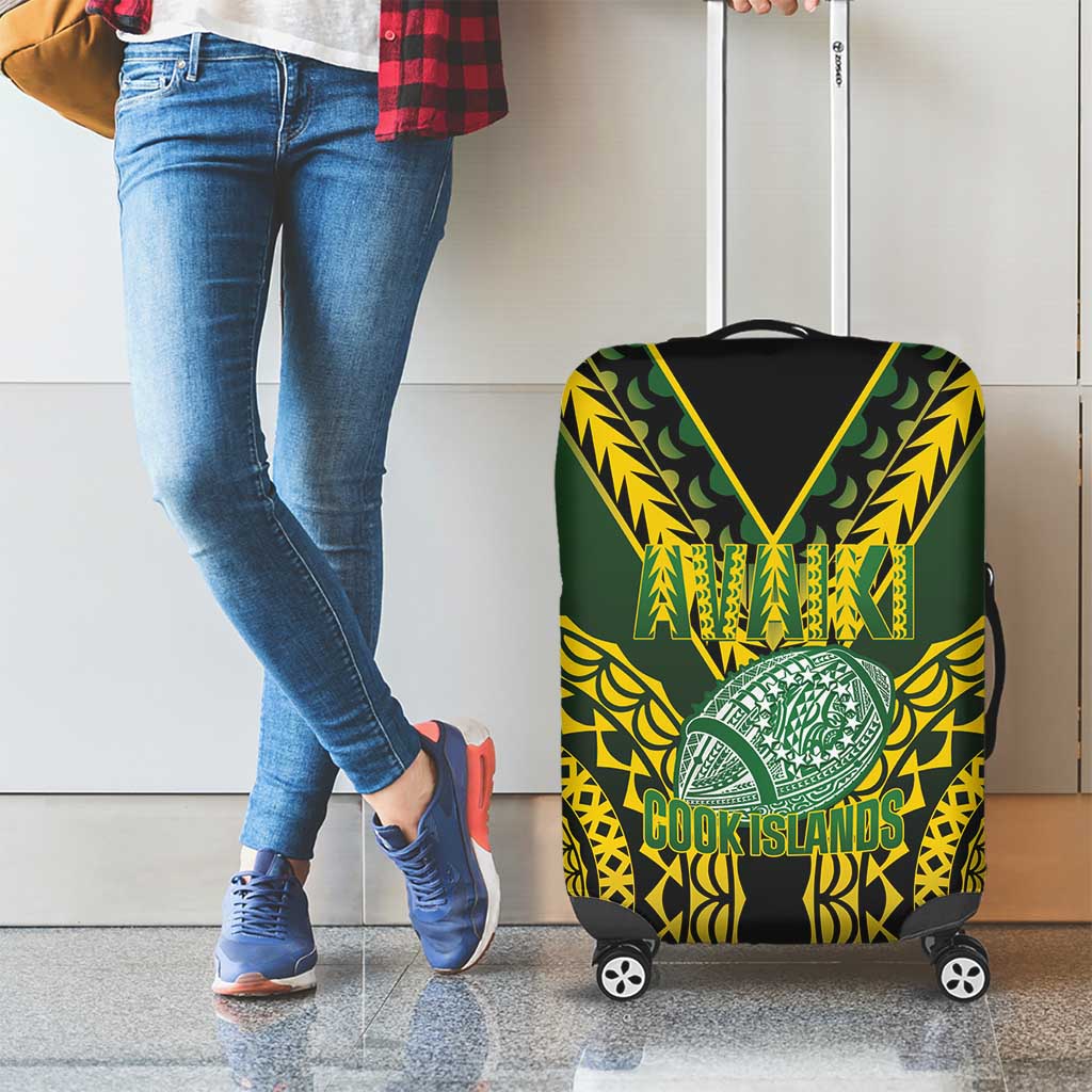 Avaiki Cook Islands Rugby Luggage Cover Kuki Airani Tatau Black LT14 - Polynesian Pride