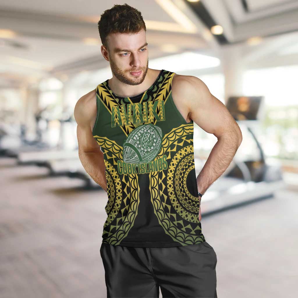 Custom Avaiki Cook Islands Rugby Men Tank Top Kuki Airani Tatau Black LT14 Black - Polynesian Pride