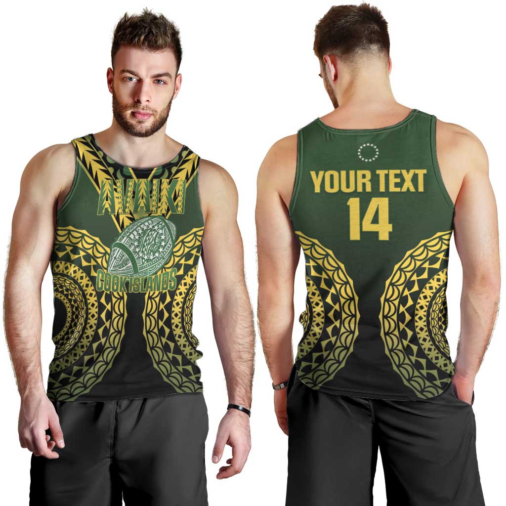 Custom Avaiki Cook Islands Rugby Men Tank Top Kuki Airani Tatau Black LT14 - Polynesian Pride