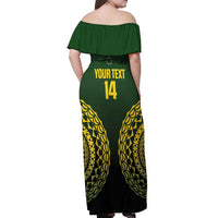 Custom Avaiki Cook Islands Rugby Off Shoulder Maxi Dress Kuki Airani Tatau Black LT14 - Polynesian Pride