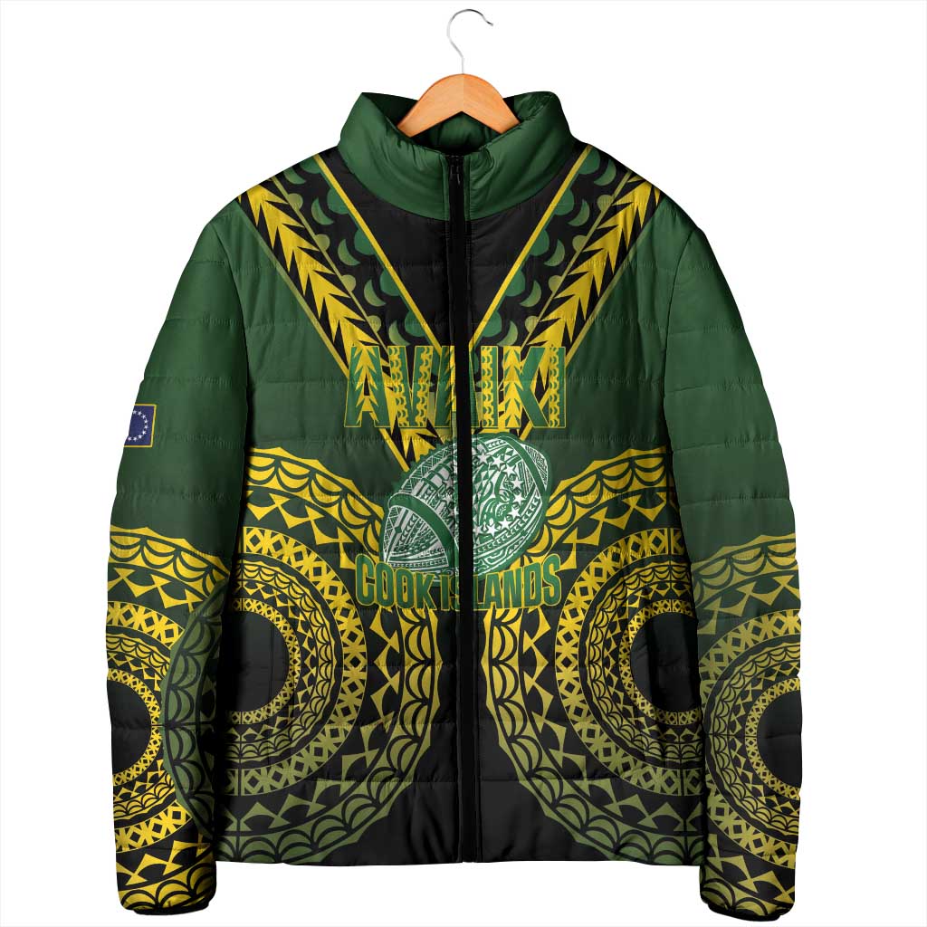 Custom Avaiki Cook Islands Rugby Padded Jacket Kuki Airani Tatau Black LT14 - Polynesian Pride