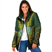 Custom Avaiki Cook Islands Rugby Padded Jacket Kuki Airani Tatau Black LT14 Women Black - Polynesian Pride