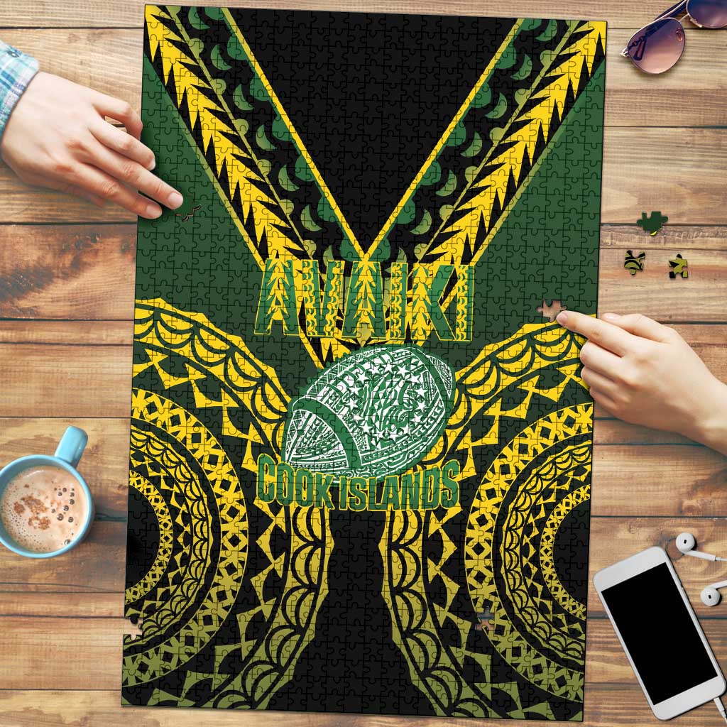 Avaiki Cook Islands Rugby Puzzle Kuki Airani Tatau Black LT14 Black - Polynesian Pride