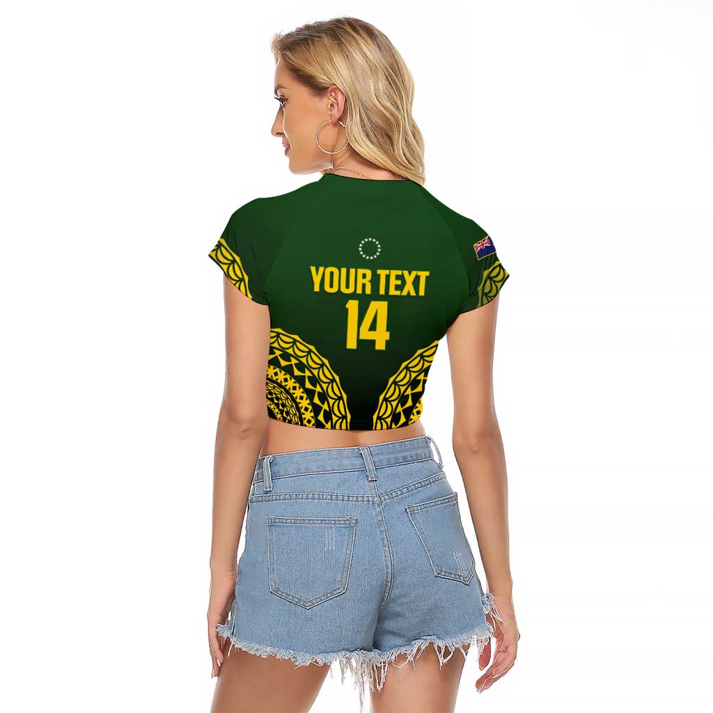 Custom Avaiki Cook Islands Rugby Raglan Cropped T Shirt Kuki Airani Tatau Black LT14 - Polynesian Pride
