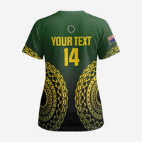 Custom Avaiki Cook Islands Rugby Scrub Top Kuki Airani Tatau Black LT14 - Polynesian Pride