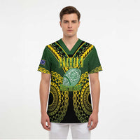 Custom Avaiki Cook Islands Rugby Scrub Top Kuki Airani Tatau Black LT14 - Polynesian Pride