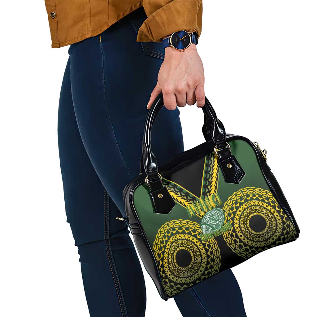 Avaiki Cook Islands Rugby Shoulder Handbag Kuki Airani Tatau Black LT14 - Polynesian Pride