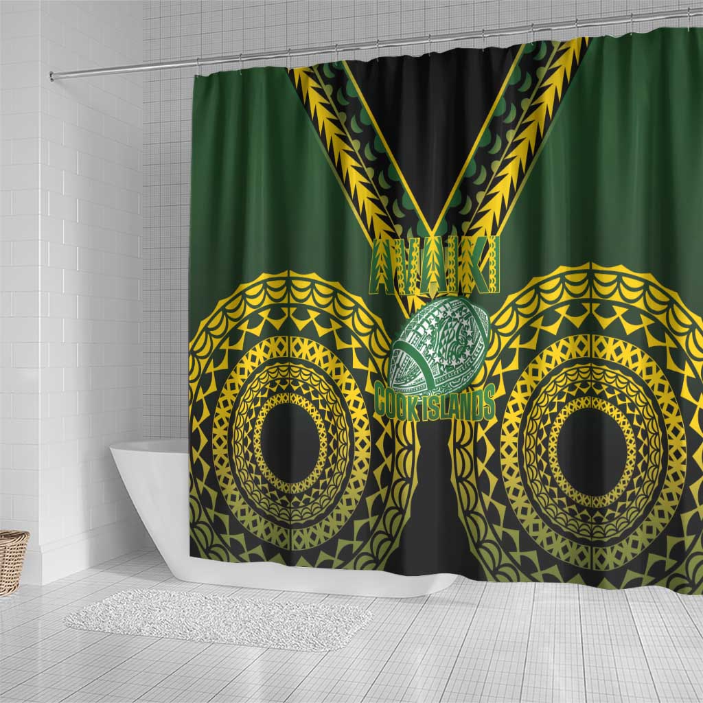 Avaiki Cook Islands Rugby Shower Curtain Kuki Airani Tatau Black LT14 - Polynesian Pride