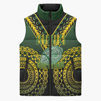 Custom Avaiki Cook Islands Rugby Sleeveless Puffer Jacket Kuki Airani Tatau Black LT14 Unisex Black - Polynesian Pride