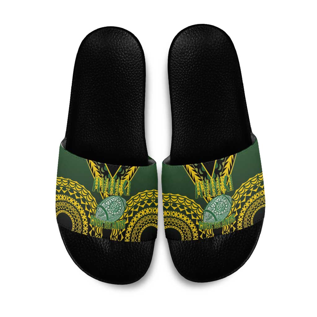 Avaiki Cook Islands Rugby Slide Sandals Kuki Airani Tatau Black LT14 Black - Polynesian Pride