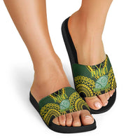 Avaiki Cook Islands Rugby Slide Sandals Kuki Airani Tatau Black LT14 - Polynesian Pride