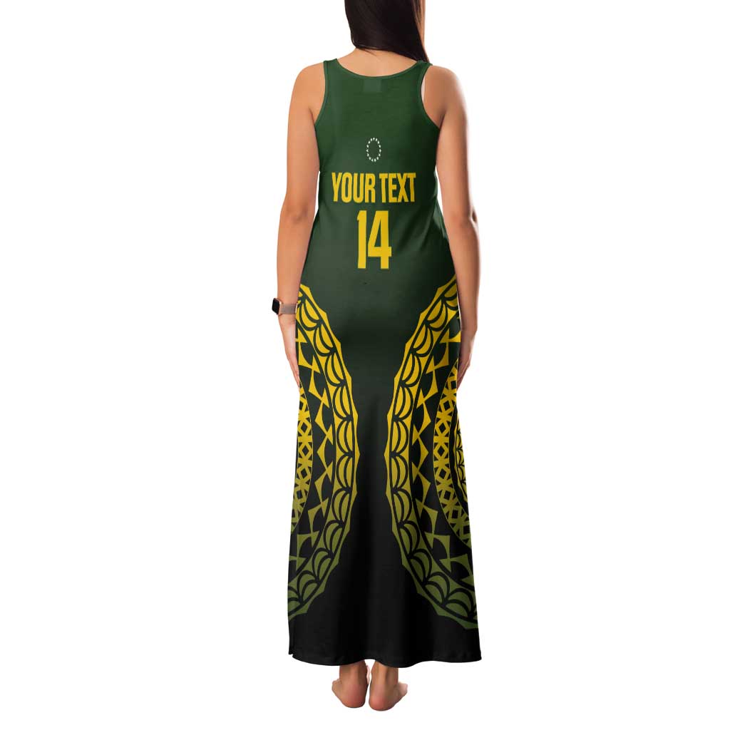 Custom Avaiki Cook Islands Rugby Tank Maxi Dress Kuki Airani Tatau Black - Polynesian Pride