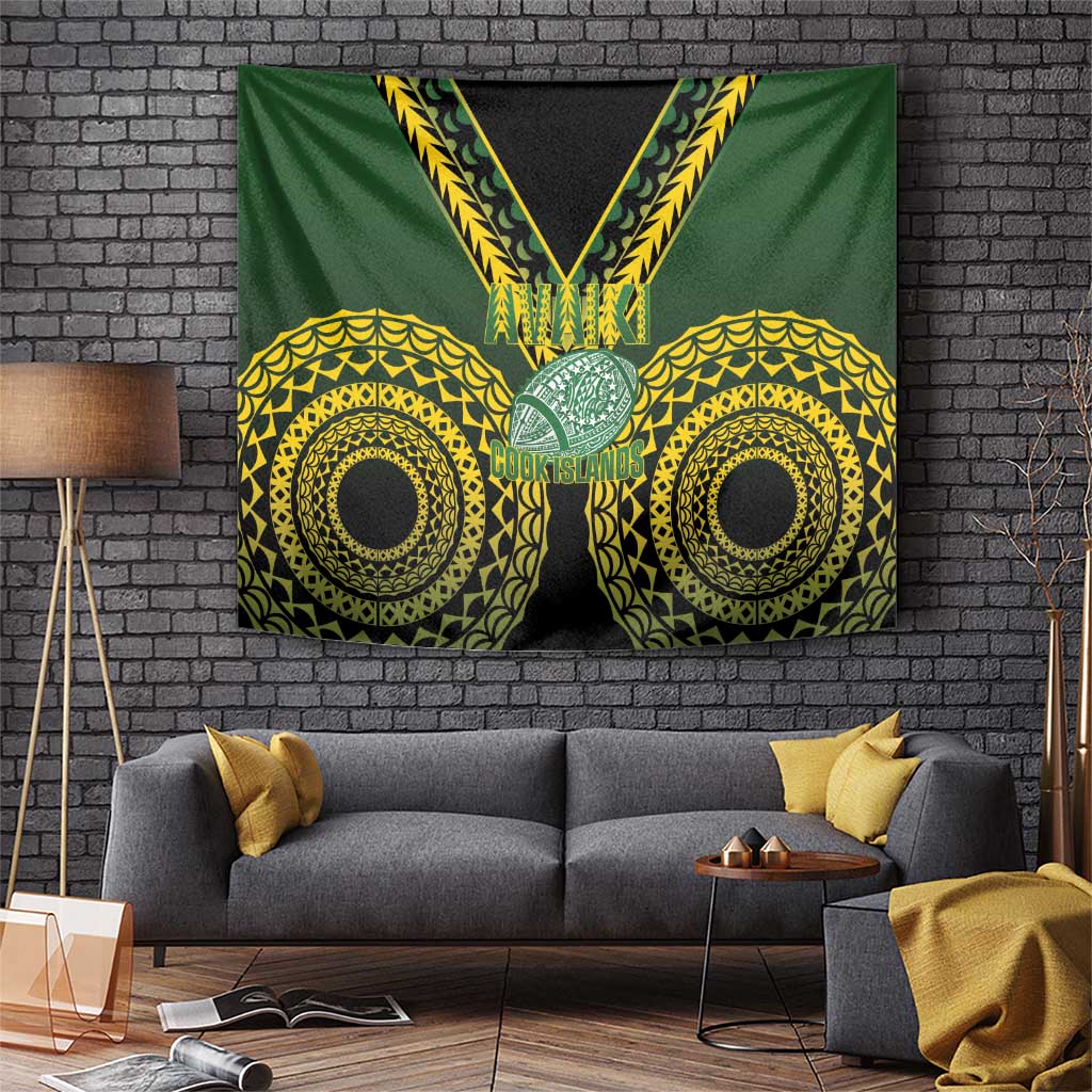 Avaiki Cook Islands Rugby Tapestry Kuki Airani Tatau Black LT14 Black - Polynesian Pride
