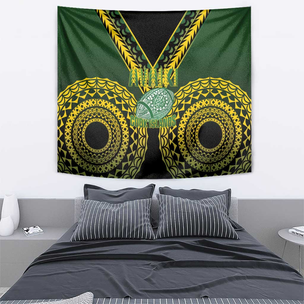 Avaiki Cook Islands Rugby Tapestry Kuki Airani Tatau Black LT14 - Polynesian Pride