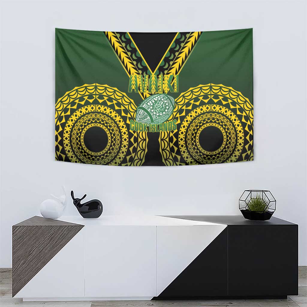 Avaiki Cook Islands Rugby Tapestry Kuki Airani Tatau Black LT14 - Polynesian Pride