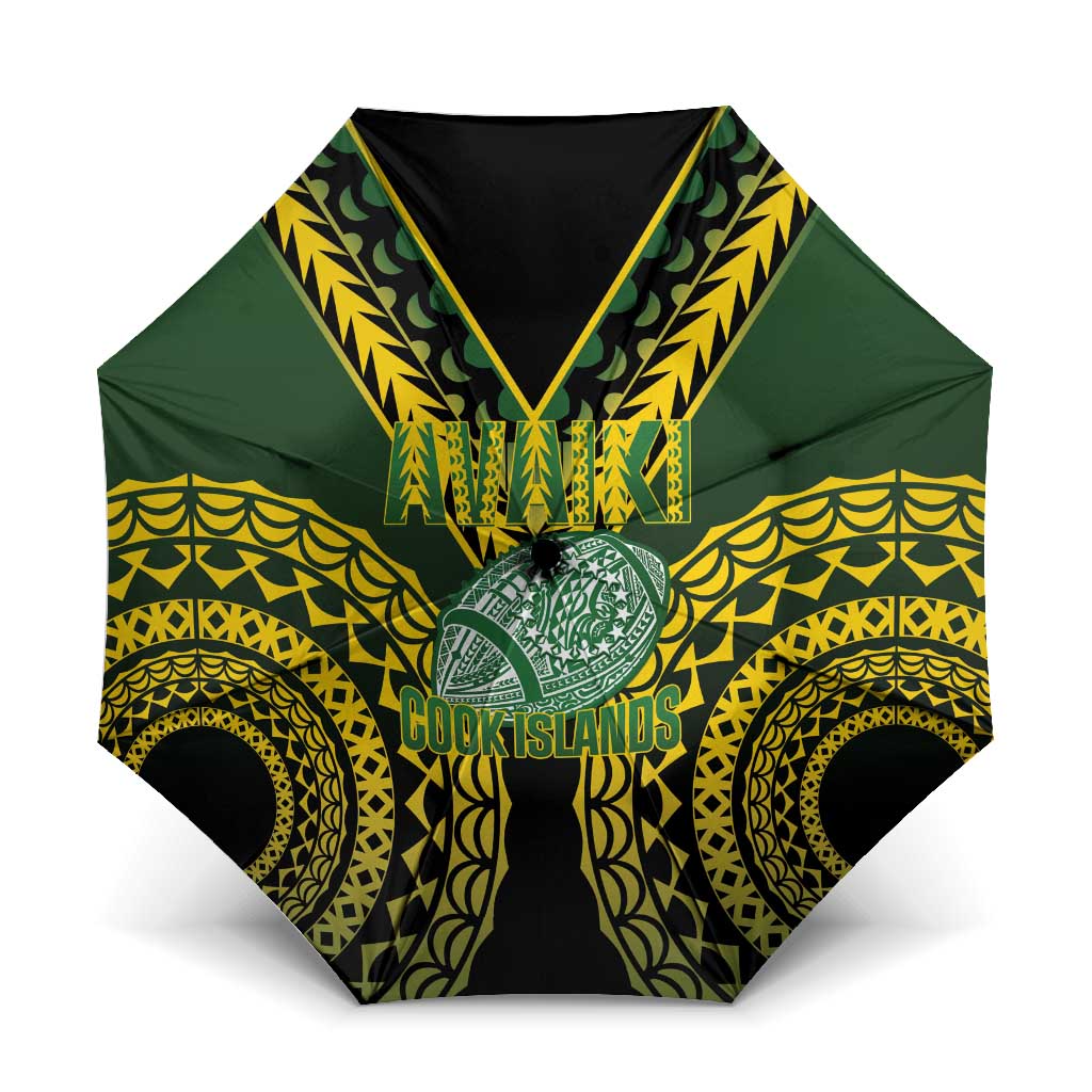 Avaiki Cook Islands Rugby Umbrella Kuki Airani Tatau Black LT14 One Size Folded 11.42 inch Opened Diameter 37.4 inch Black - Polynesian Pride