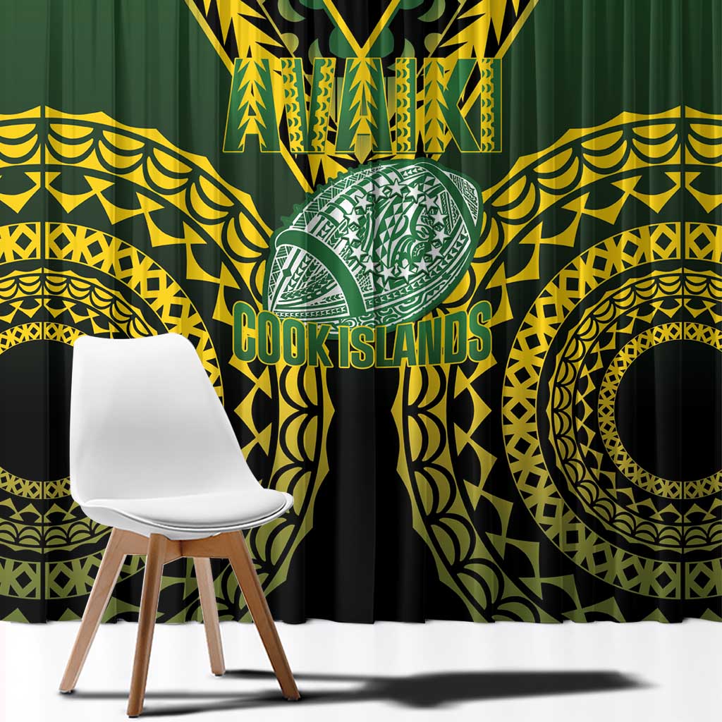 Avaiki Cook Islands Rugby Window Curtain Kuki Airani Tatau Black LT14 - Polynesian Pride