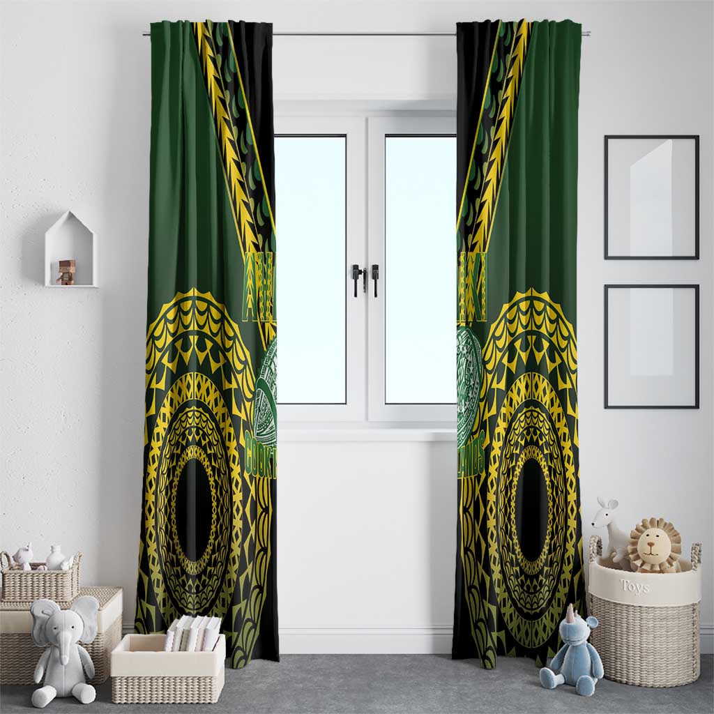 Avaiki Cook Islands Rugby Window Curtain Kuki Airani Tatau Black LT14 - Polynesian Pride