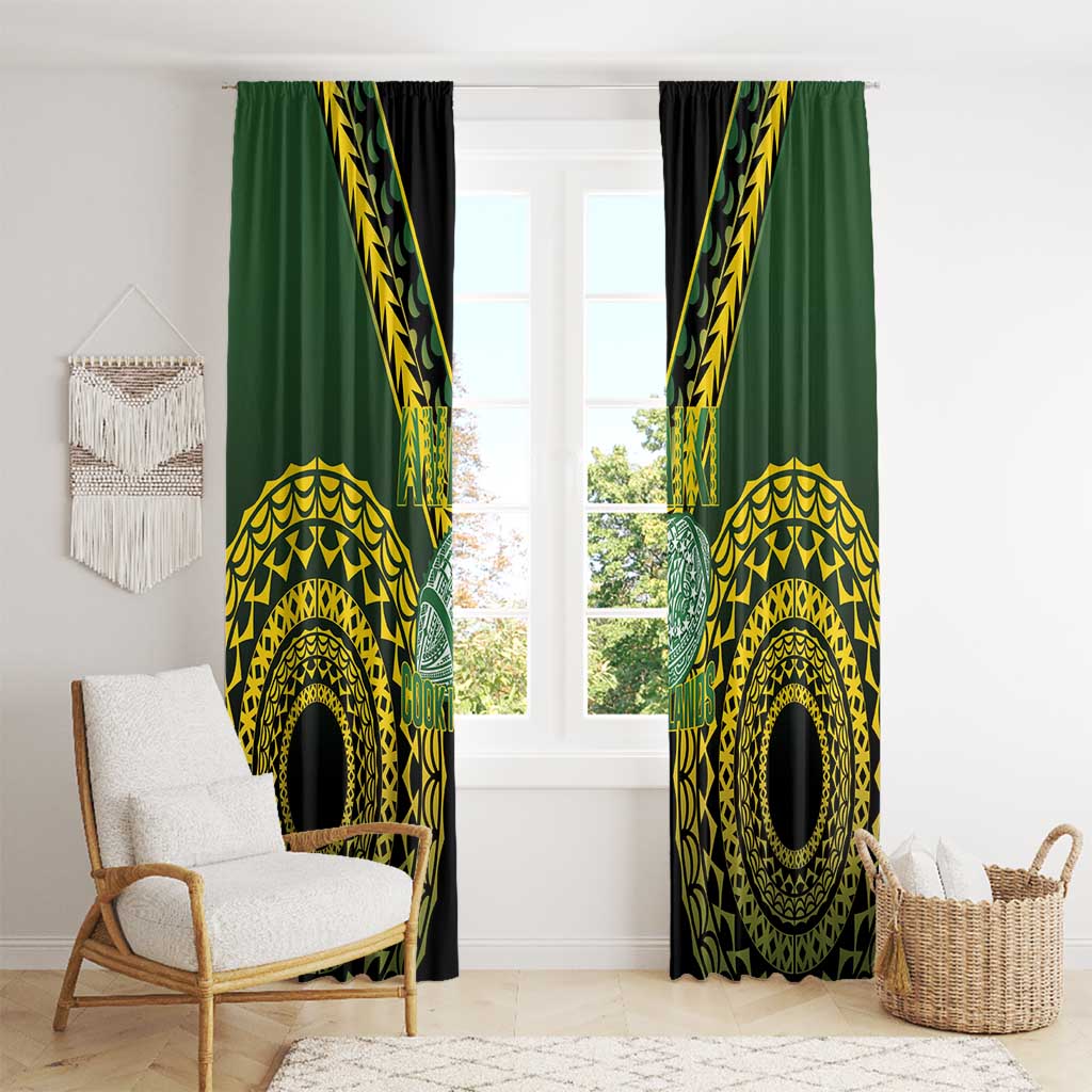 Avaiki Cook Islands Rugby Window Curtain Kuki Airani Tatau Black LT14 - Polynesian Pride