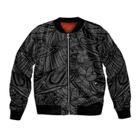 Polynesia Bomber Jacket Polynesian Pattern Mix Plumeria Black LT14 Unisex Black - Polynesian Pride