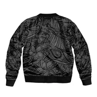 Polynesia Bomber Jacket Polynesian Pattern Mix Plumeria Black LT14 - Polynesian Pride