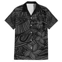 Polynesia Family Matching Short Sleeve Bodycon Dress and Hawaiian Shirt Polynesian Pattern Mix Plumeria Black LT14 Dad's Shirt - Short Sleeve Black - Polynesian Pride