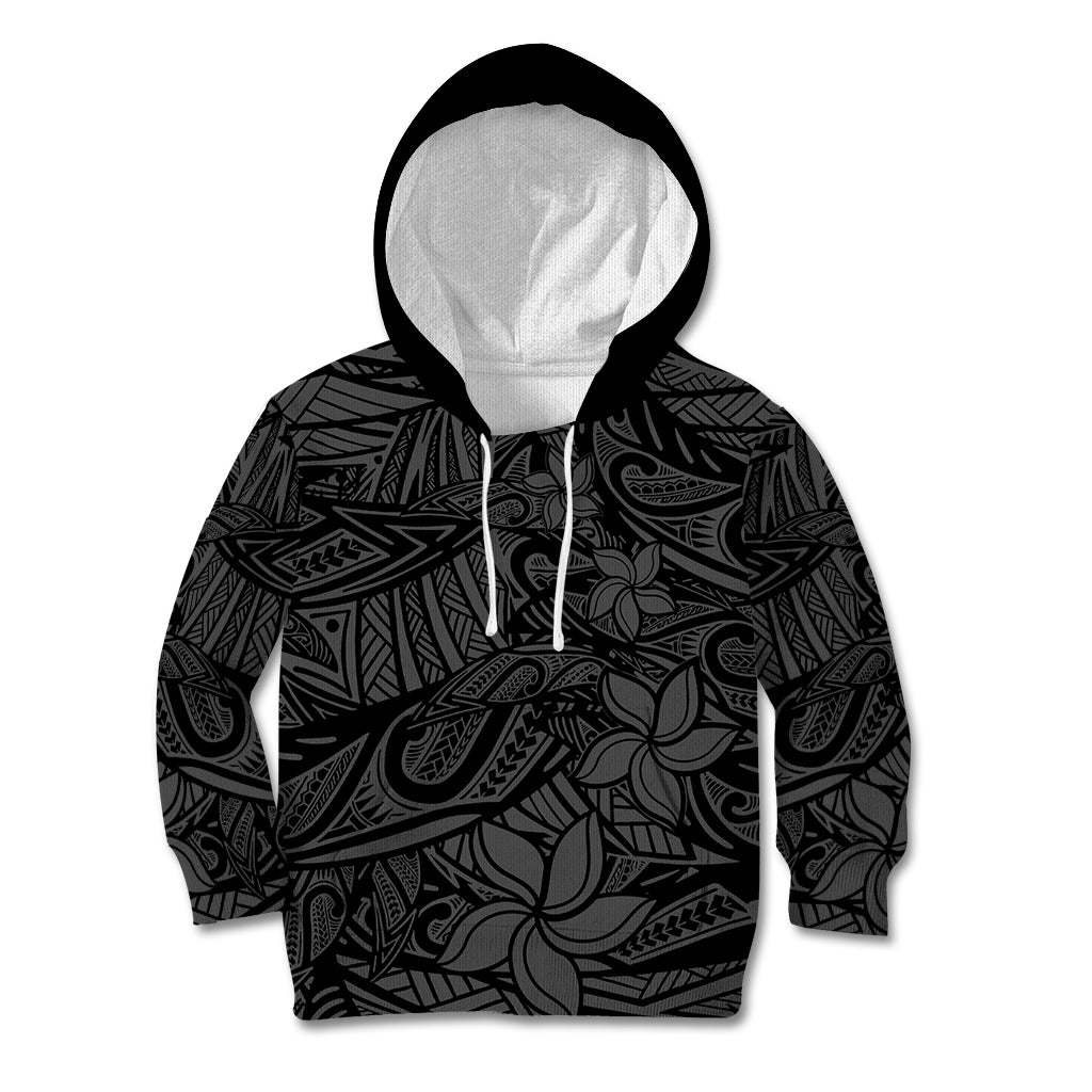 Polynesia Kid Hoodie Polynesian Pattern Mix Plumeria Black LT14 Hoodie Black - Polynesian Pride