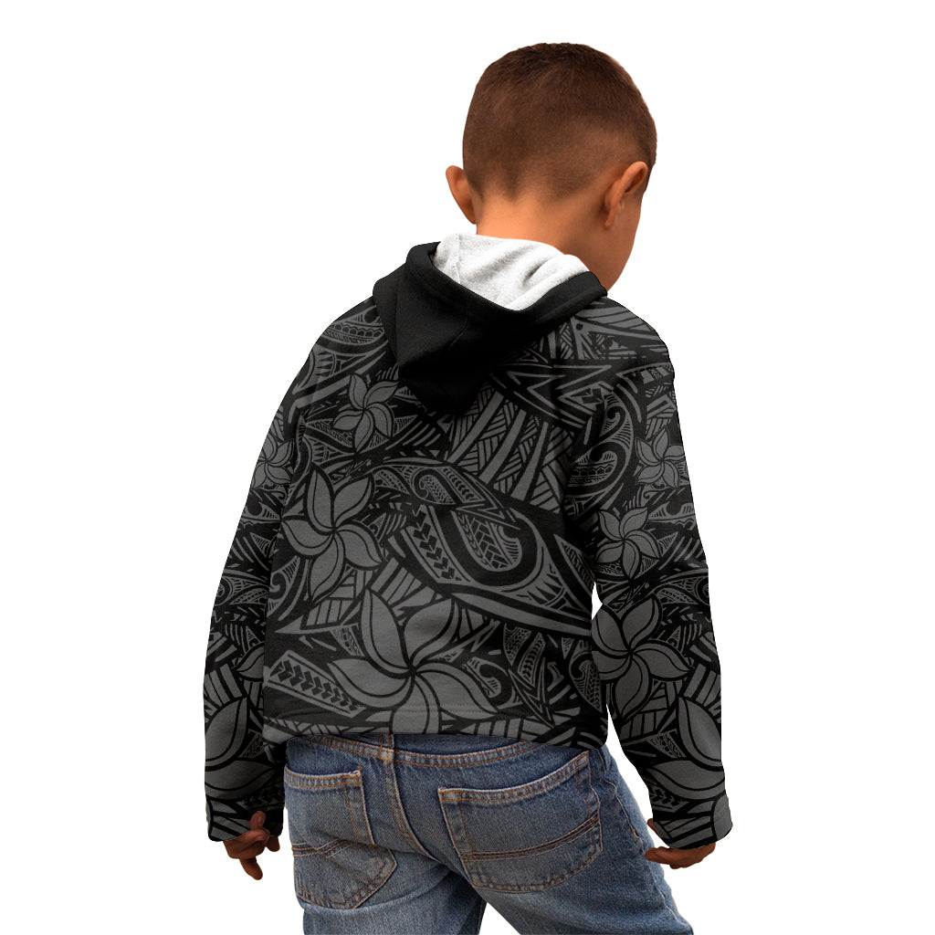 Polynesia Kid Hoodie Polynesian Pattern Mix Plumeria Black LT14 - Polynesian Pride