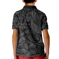 Polynesia Kid Polo Shirt Polynesian Pattern Mix Plumeria Black LT14 - Polynesian Pride