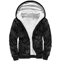Polynesia Sherpa Hoodie Polynesian Pattern Mix Plumeria Black LT14 Unisex Black - Polynesian Pride
