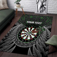Personalised New Zealand Darts Area Rug Dartboard Maori Fern Puhoro Art
