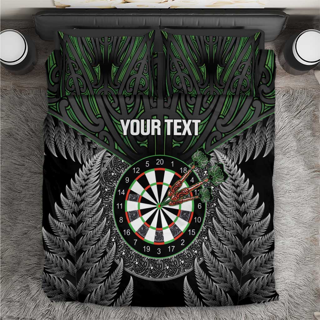 Personalised New Zealand Darts Bedding Set Dartboard Maori Fern Puhoro Art