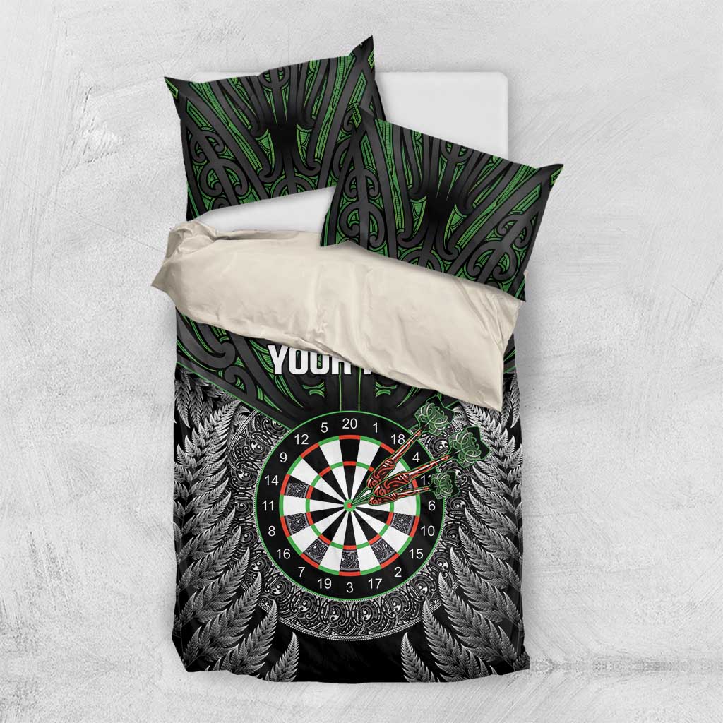 Personalised New Zealand Darts Bedding Set Dartboard Maori Fern Puhoro Art
