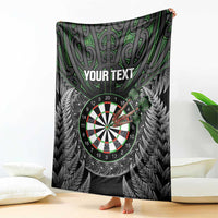 Personalised New Zealand Darts Blanket Dartboard Maori Fern Puhoro Art