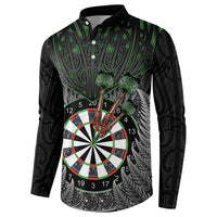 Personalised New Zealand Darts Button Sweatshirt Dartboard Maori Fern Puhoro Art