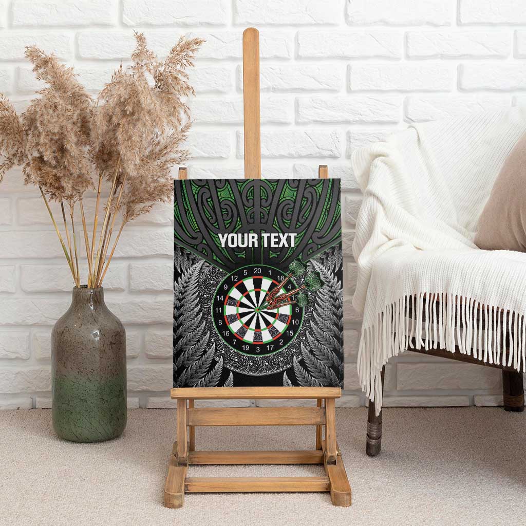 Personalised New Zealand Darts Canvas Wall Art Dartboard Maori Fern Puhoro Art