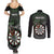 Personalised New Zealand Darts Couples Matching Summer Maxi Dress and Long Sleeve Button Shirt Dartboard Maori Fern Puhoro Art