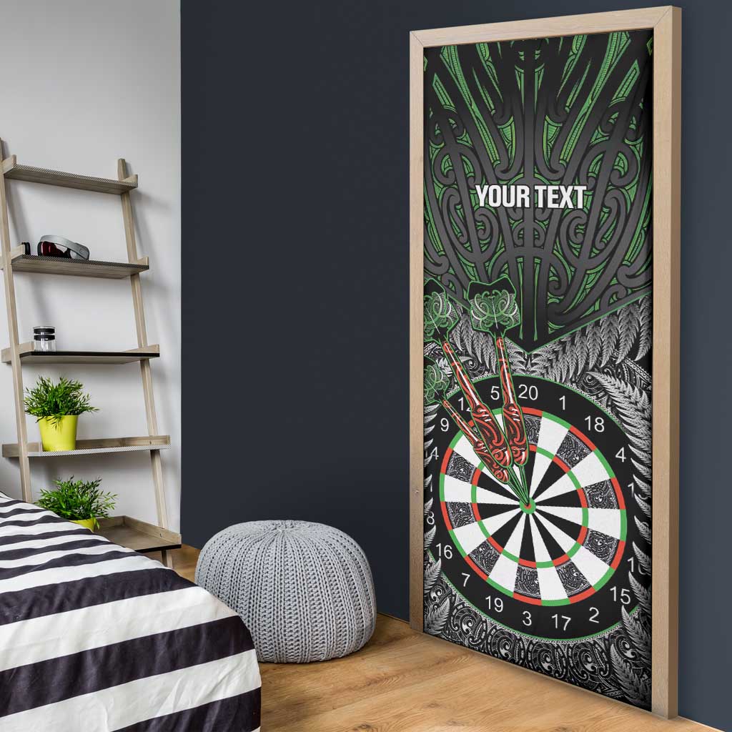 Personalised New Zealand Darts Door Cover Dartboard Maori Fern Puhoro Art - Polynesian Pride