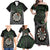 Personalised New Zealand Darts Family Matching Off Shoulder Maxi Dress and Hawaiian Shirt Dartboard Maori Fern Puhoro Art