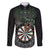 Personalised New Zealand Darts Family Matching Off Shoulder Maxi Dress and Hawaiian Shirt Dartboard Maori Fern Puhoro Art