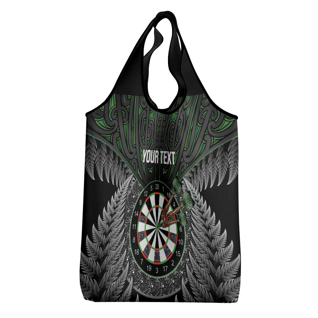 Personalised New Zealand Darts Grocery Bag Dartboard Maori Fern Puhoro Art