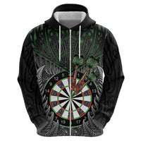 Personalised New Zealand Darts Hoodie Dartboard Maori Fern Puhoro Art