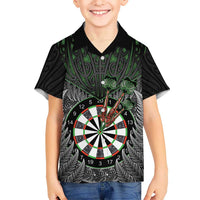 Personalised New Zealand Darts Kid Hawaiian Shirt Dartboard Maori Fern Puhoro Art
