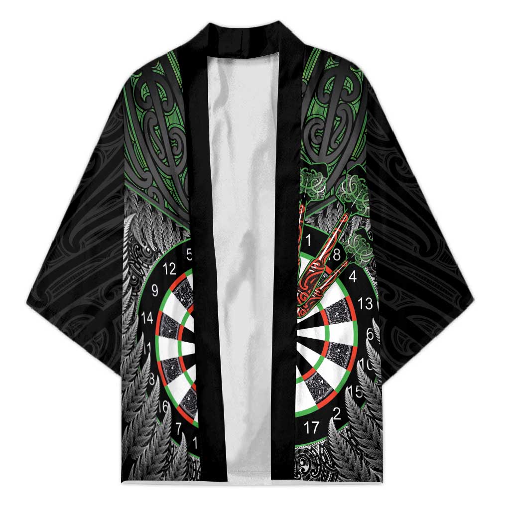 Personalised New Zealand Darts Kimono Dartboard Maori Fern Puhoro Art - Polynesian Pride
