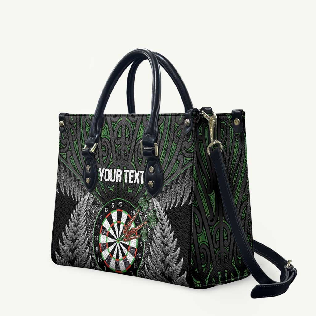 Personalised New Zealand Darts Leather Bag Dartboard Maori Fern Puhoro Art - Polynesian Pride