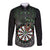 Personalised New Zealand Darts Long Sleeve Button Shirt Dartboard Maori Fern Puhoro Art