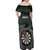 Personalised New Zealand Darts Off Shoulder Maxi Dress Dartboard Maori Fern Puhoro Art