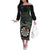 Personalised New Zealand Darts Off The Shoulder Long Sleeve Dress Dartboard Maori Fern Puhoro Art